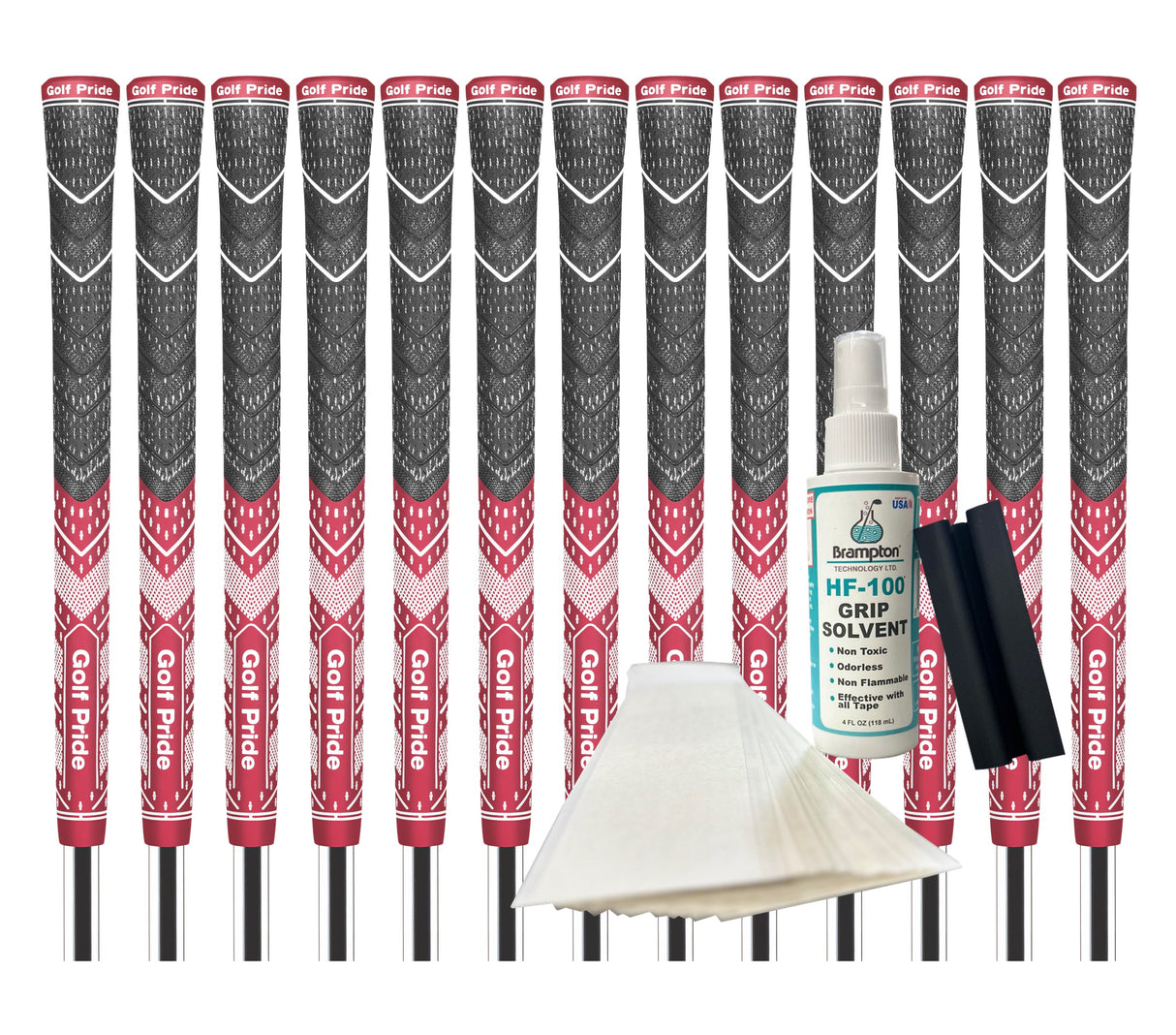 Golf Pride MCC Plus4 Teams Standard Grip (Dark Red/White) - 13pcs + Golf Grip Kit