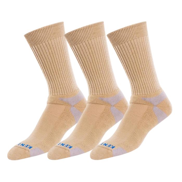 Bundle Set KentWool Mens Classic Crew Golf Socks (Khaki/3-pack)