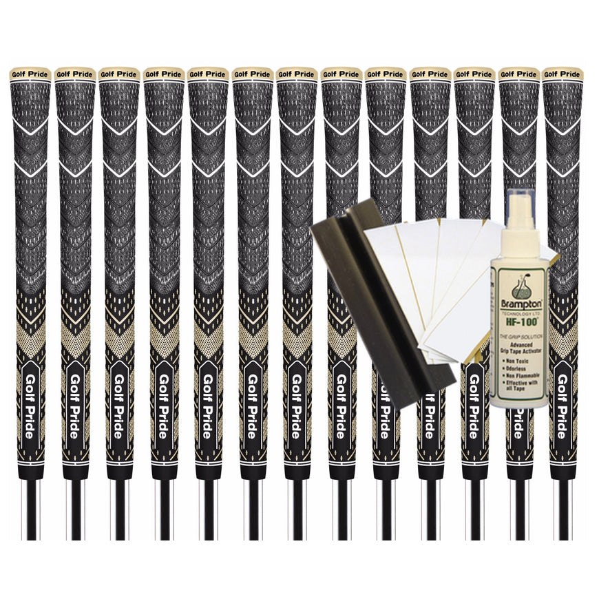 Golf Pride MCC Plus4 Teams Standard Grip (Black/Gold) - 13pcs + Golf Grip Kit