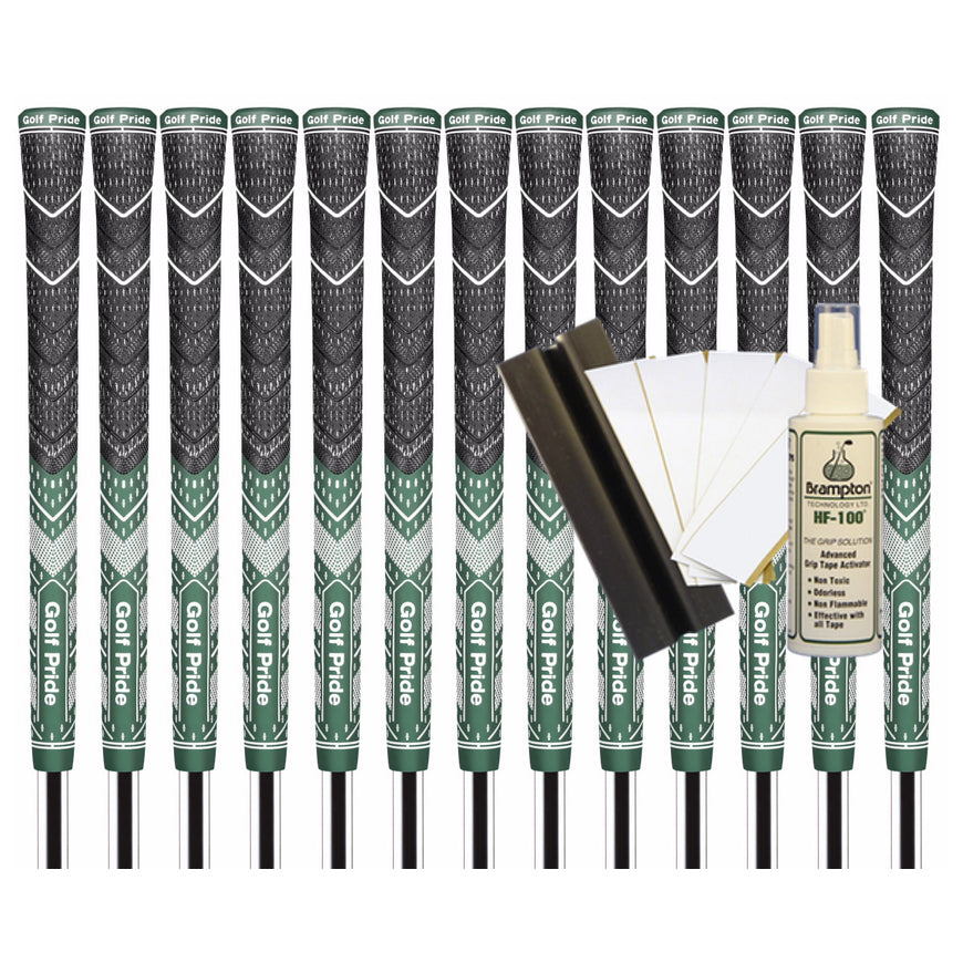 Golf Pride MCC Plus4 *TEAMS* Standard Grip (Dark Green/White) - 13pcs + Golf Grip Kit