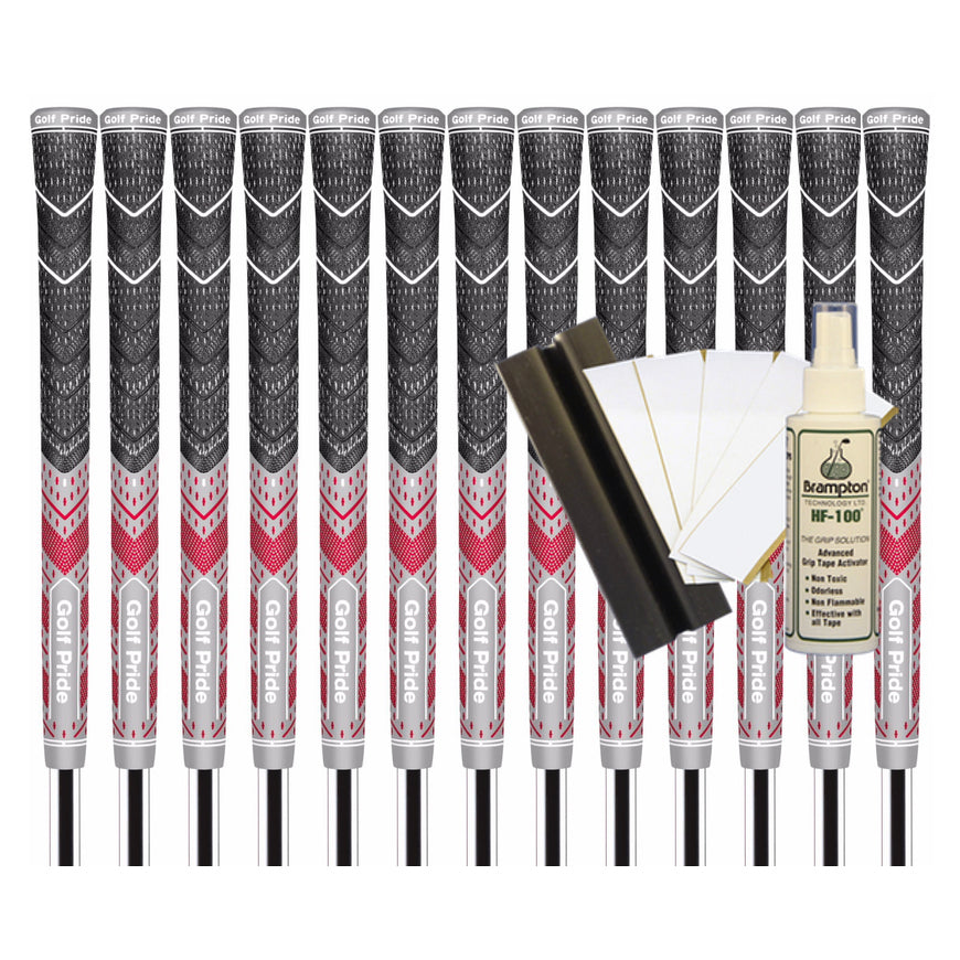 Golf Pride MCC Plus4 Teams Midsize Grip (Grey/Red) - 13pcs + Golf Grip Kit