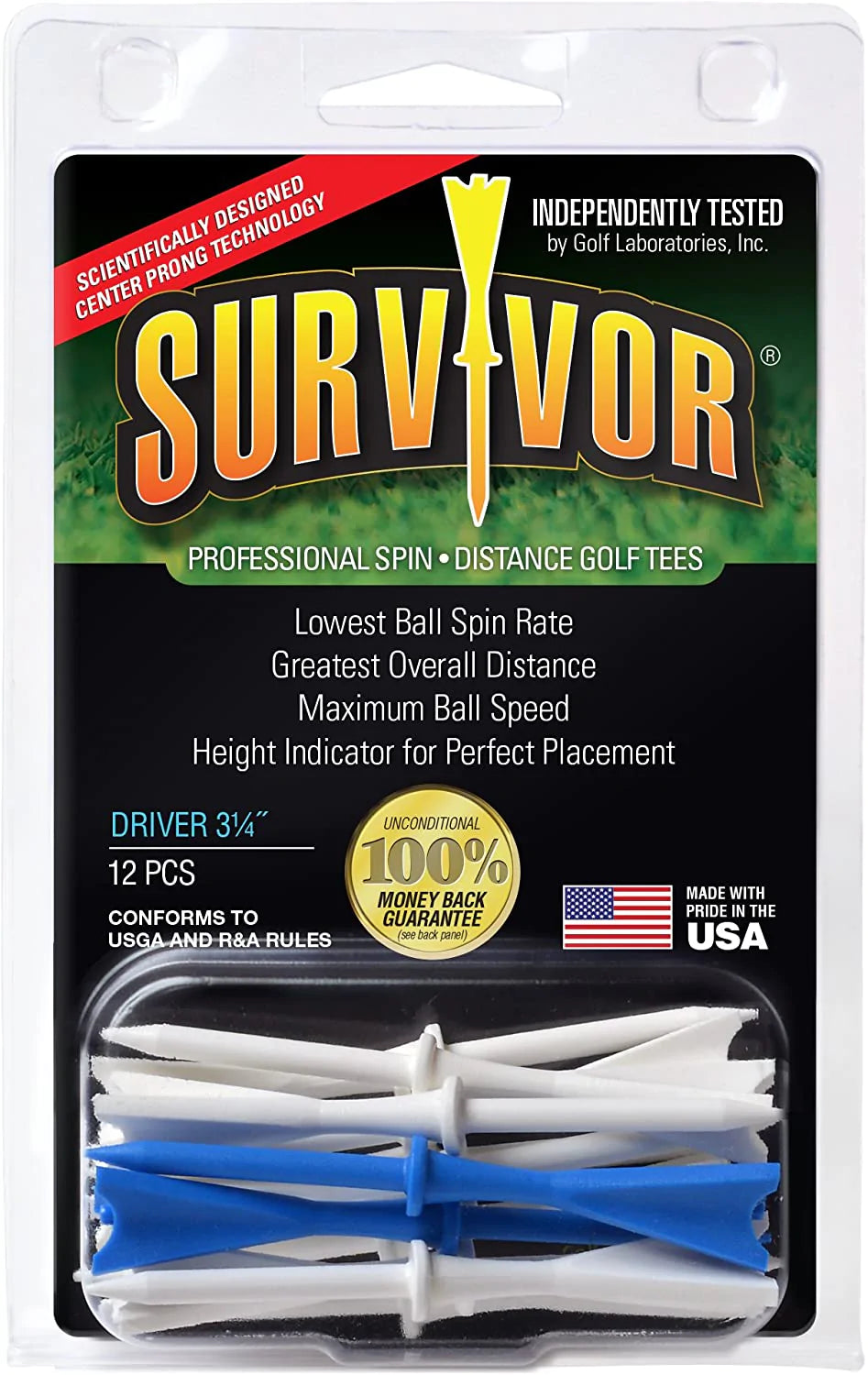SURVIVOR 3 1/4" Driver Golf Tees (12ct)