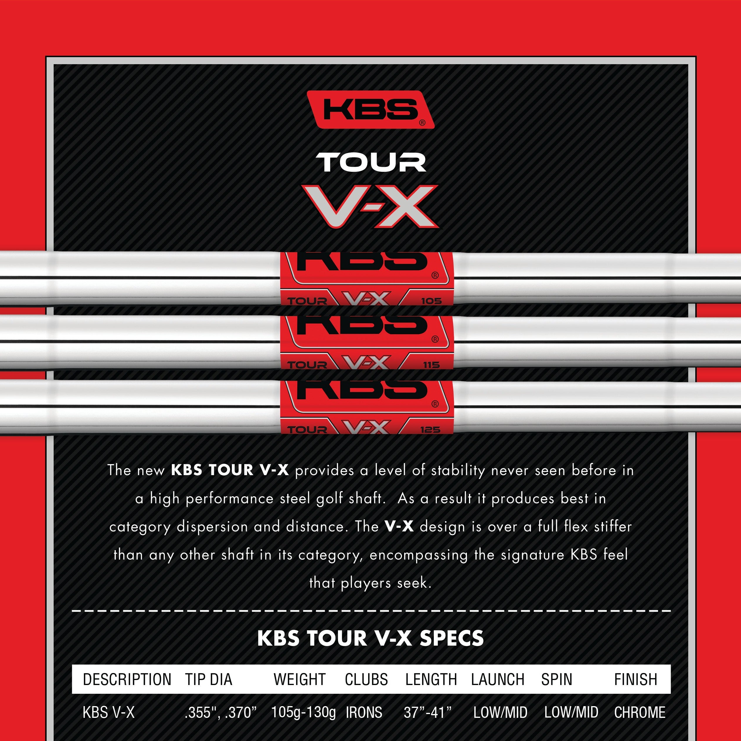 KBS Tour V-X Steel Iron Shafts – Grips4Less