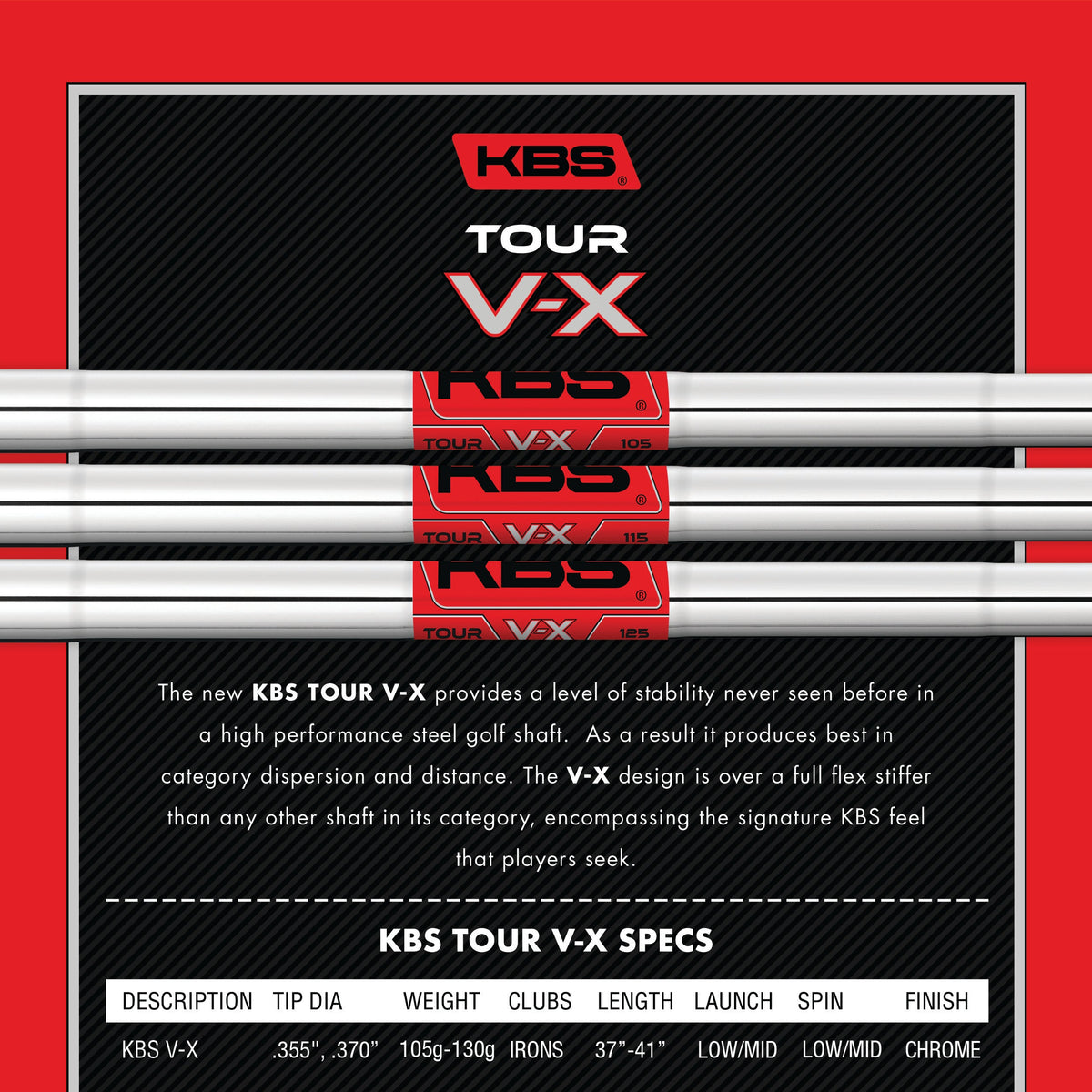 KBS Tour V-X Iron Shaft Taper Tip (.355")