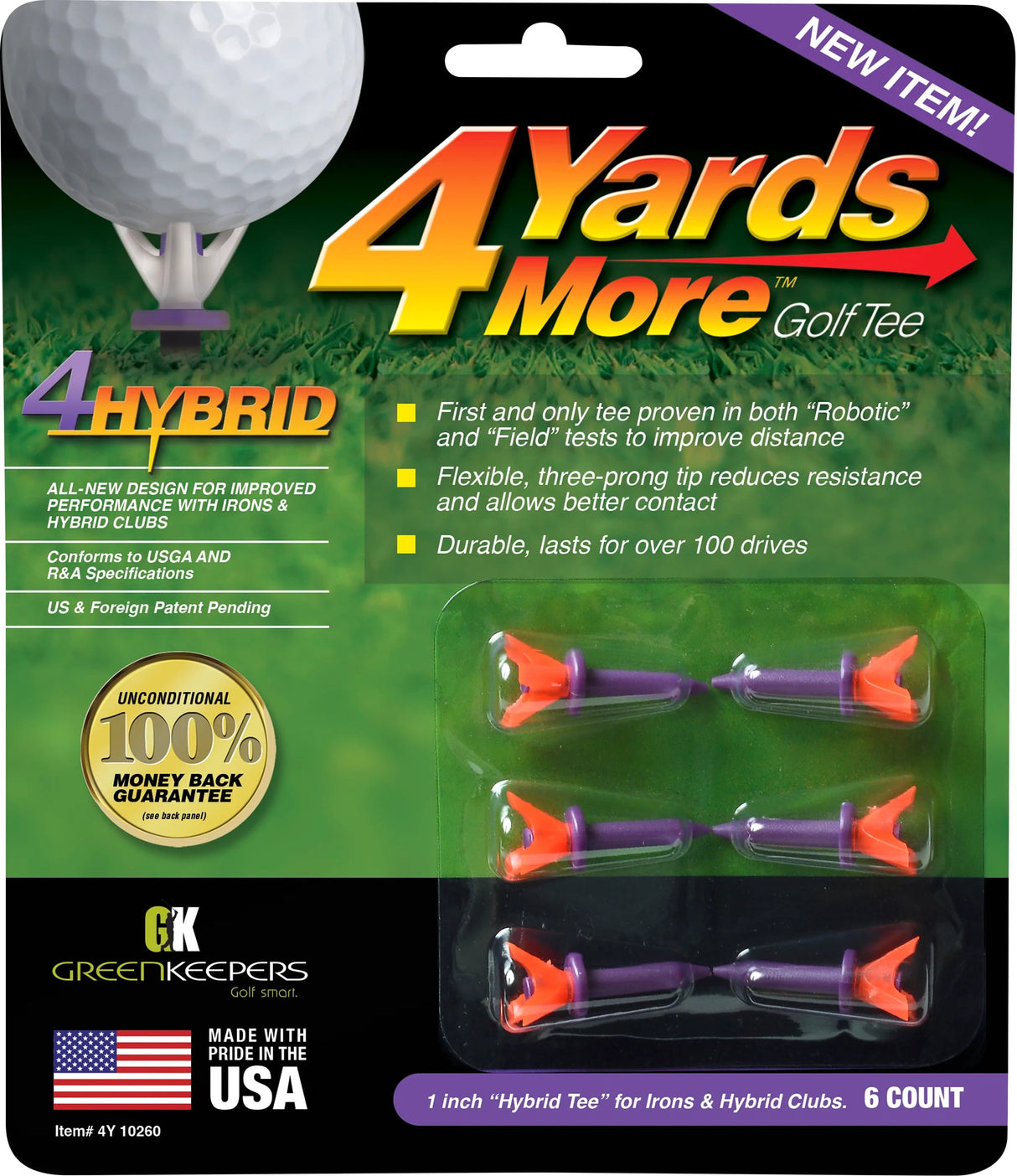 4YardsMore HYBRID Golf Tees 1" (6ct)