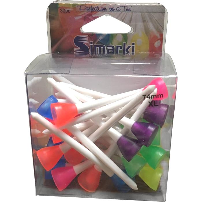 Simarki UNBREAKABLE Plastic White Neon Tees 2-9/10" (30 pack)